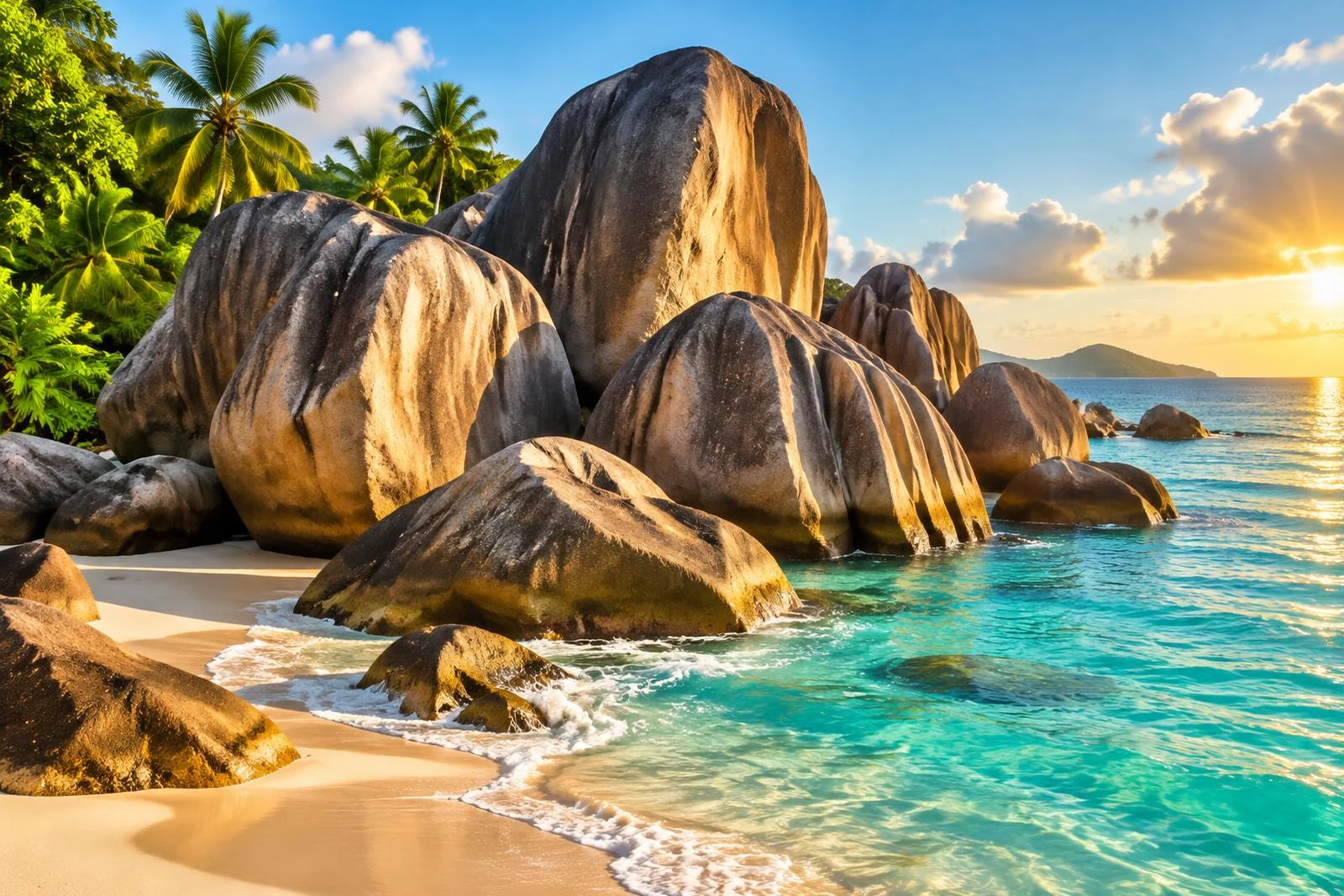 Seychelles granite boulder beach